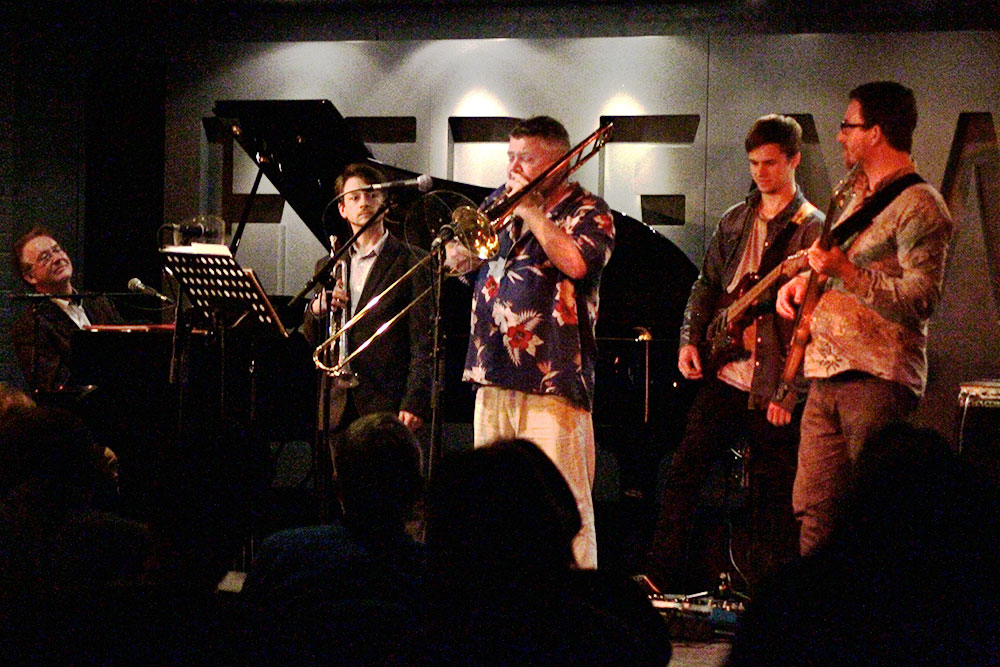 The band playing on stage at the Hideaway Jazz Cafe