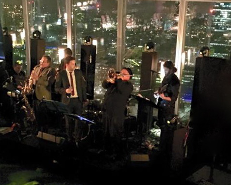 London Jazz Band Hire. New Years Eve up the Shard. The band entertains the party goers.